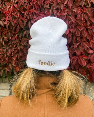 FOODIE - czapka beanie biała